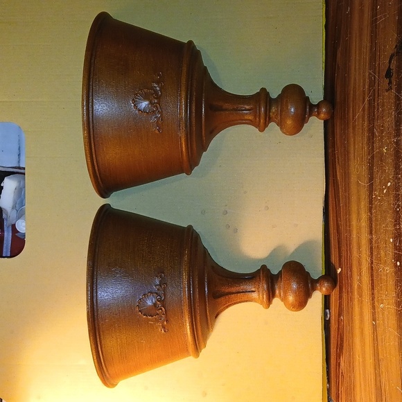 Vintage 1960s HOMCO faux Wood Wall Pocket Planters - Picture 1 of 6